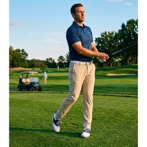 Under Armour Mens Golf Pants Khaki Tan Performance Tapered 34x30 Herringbone